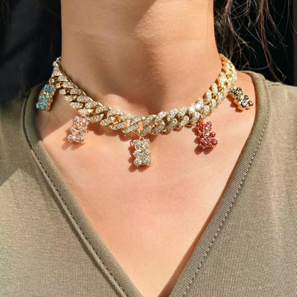 The Teddy 🐻 Kollection: Rhinestone Bear Necklace - Picture 1 of 5